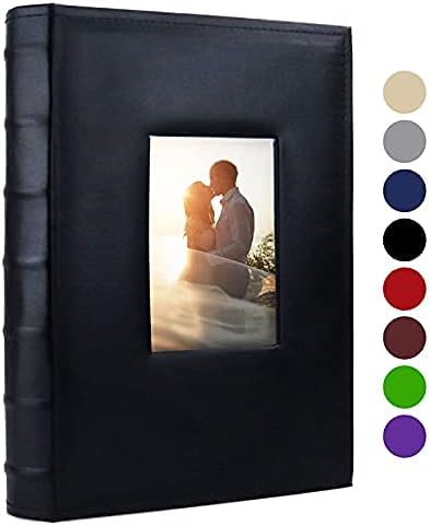 Vienrose Photo Album 4x6 300 Photos with Memo Area Leather Cover Large Capacity Slip-in Pictures Book for Wedding Baby Vacation (Black)