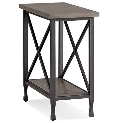 Image of Leick Home Chisel & Forge End Table, 12 inch, Smoke Gray, Matte Black