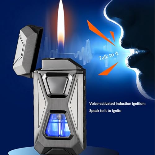 Encendedor dual a voz, recargable USB, azul miniatura 7
