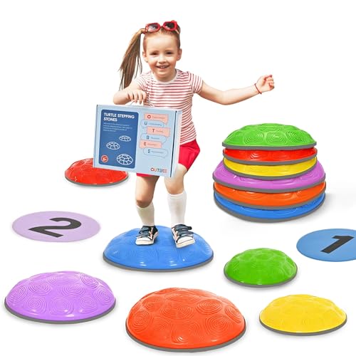 Image of OUTREE Stepping Stones for Kids, 6 Pcs Balance Training and Sensory Coordination Turtle Stepping Stones for Obstacle Course,Non-Slip Bottom Balance Stones for Indoor or Outdoor Play
