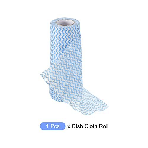 Metallixity Reusable Cleaning Cloths (19.7 X 6.5Cm/7.8" X 2.6"), Disposable Cleaning Towels Non Woven Fabric Dish Towels Dish Cloths Dry Wipes - For Washing Dishes, Blue #TOP4