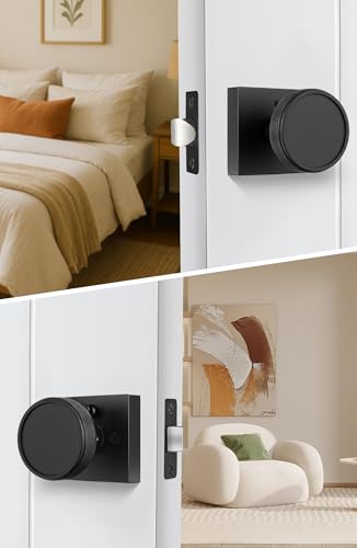 goldenwarm Interior Door Knobs Black, Zinc-Alloy Modern Matte Black Door Knob Privacy Door Knobs Interior for Bedroom Bathroom, Heavy Duty Square Modern Doorknobs - 6 Pack - Image 6