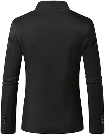 Mens Retro Blazers Stand Collar Modern Elegant Asymmetrical Suit Jackets Wedding Tuxedo Sport Coats with Pockets