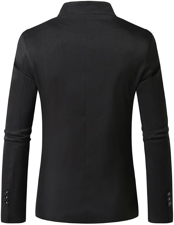 Mens Retro Blazers Stand Collar Modern Elegant Asymmetrical Suit Jackets Wedding Tuxedo Sport Coats with Pockets