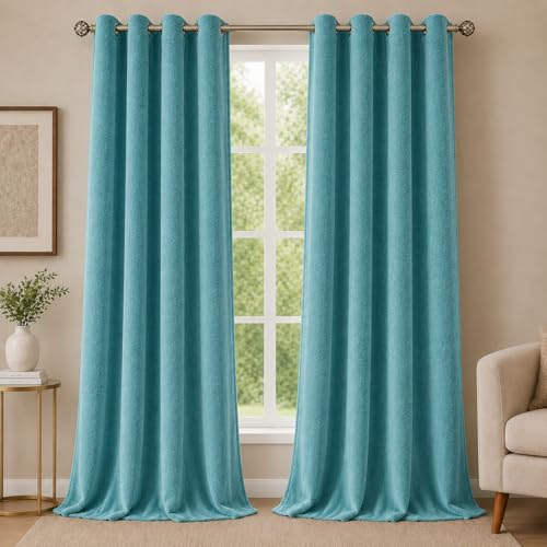 Image of Velvet Curtains | Heavy Soft Premium Velvet Drapes for Bedroom and Living Room | Light Blocking, Thermal Insulated and Noise Reducing Window Panels | 5 Feet, Set of 2 (Turquoise Blue)