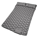 SOPPY Doppel Camping isomatte, aufblasbare Isomatte mit Fußpresse für 2 Personen, Campingmatratze mit Kissen Ultraleichte Schlafmatte für Rucksackreisen Wandern Strand Zelt, 195 * 125 * 10cm (Grau)