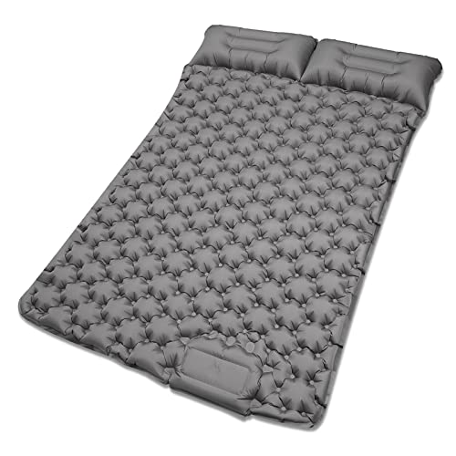 Nsyee Double Camping Mat with Foot Pump, 10cm Thick, Grey