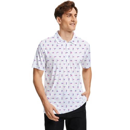 Funny Print Golf Shirts for Men Lightweight Dry-Fit Hawaiian Style Casual Polo with Stretch Fabric for Outdoor & Sports4