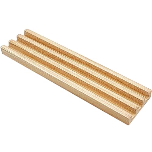 HONITANO Wooden Domino Rack Anti-Slip Base with Multi-Slot Design for Organizing and Displaying Domino Tiles and Cards Desktop Game Accessory for Family and Friends