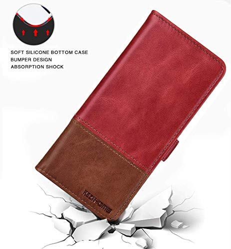 Image of KEZiHOME Note 20 Ultra Case, Genuine Leather [RFID Blocking] Galaxy Note 20 Ultra 5G Wallet Case Credit Card Slot Flip Magnetic Stand for Samsung Galaxy Note 20 Ultra 2020 (Red /Brown)
