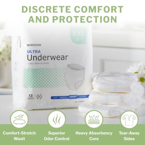 Image of McKesson Ultra Adult Incontinence Underwear, Heavy Absorbency, 80 in, 12 ct