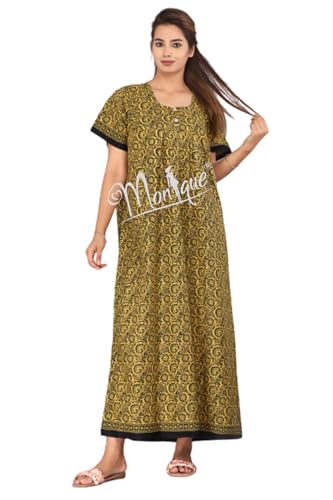 Image of Monique Brand 100% Pure Cotton Nighty for Woman | Floral Gown for Women Night Wear | Cotton Nighty for Women Stylish | Maxi for Women Cotton