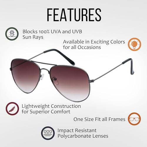 Image of Aviator Sunglasses for Men & Women - 100% UV Protection Classic Pilot Aviator for Mens - Sunglasses Pack of 4