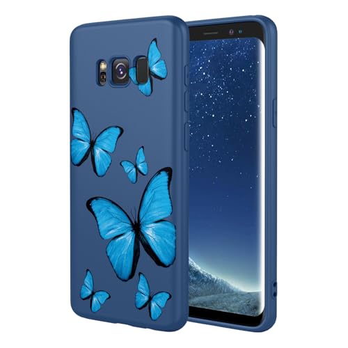 KOARWVC Phone Case for Galaxy S8 Case, SM-G950 Samsung S8 Case Cute butterfly Pattern Design Slim Protective Soft TPU Bumper Phone Cover for Samsung Galaxy S8 Blue butterfly