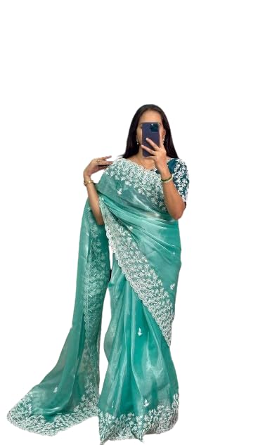 Image of Flosive Women's Present Beautiful Kanjivaram Soft Silk Saree With Blouse