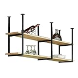 yurstcggh Estante De Techo Estante De Suspensión,Estanterias Almacenaje Madera Maciza Colgante,2 Niveles Botellero de Techo,Para LOFT/Bar