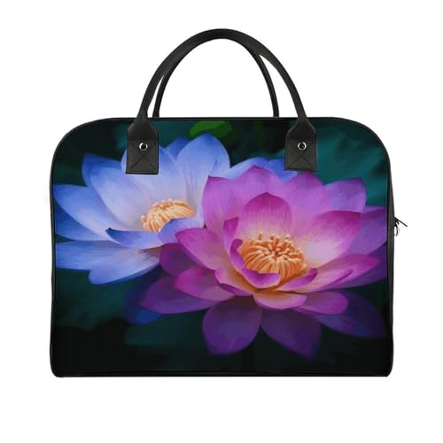 Travel Bag Lightweight Overnight Bag Portable Lotus Flower1 Print Tote Bags For Women And Men