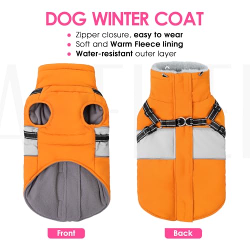 Image of AOFITEE Dog Coat Large Dog Winter Coat Waterproof Dogs Jacket with Harness