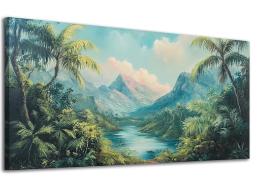 Modern Canvas Prints Wall Art Dreamy Tropical Landscape 40"x20", Soft