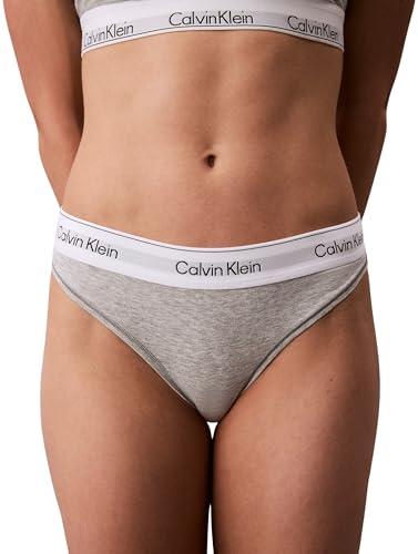 Calvin Klein String Femme Thong avec Stretch, Gris (Grey Heather), L