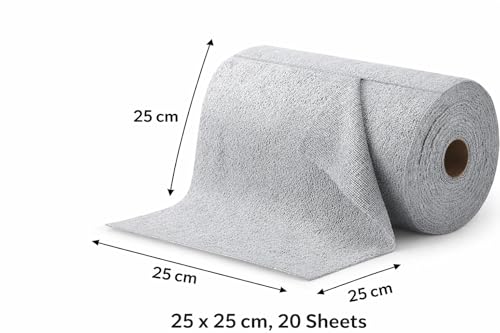 Image of Microfiber Cleaning Cloth Roll, Reusable Kitchen Towel Roll, Micro Fiber Cleaning Cloth for Kitchen, Car, Home & Daily Surface Cleaning, Easy-to-Use Roll Format, Pink (Grey Cloth 20 Pcs)