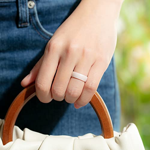 Saco Band Silicone Ring For Women - 6Mm Width 1.8Mm Thick (Black, White, Light Pink G, Hurer Green, Dark Blue B, Light Purple D, Lavender Purple 272C, Blue Grey 2108 - Size 6.5-7 (17.35Mm)) #TOP4