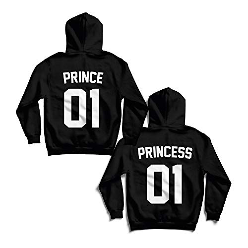 CVLR Partnerlook - Kinder Pullover - Prince Princess 01 Pulli Kapuzenpullover Hoodie schwarz, 128, Jungen Hoodie Cover