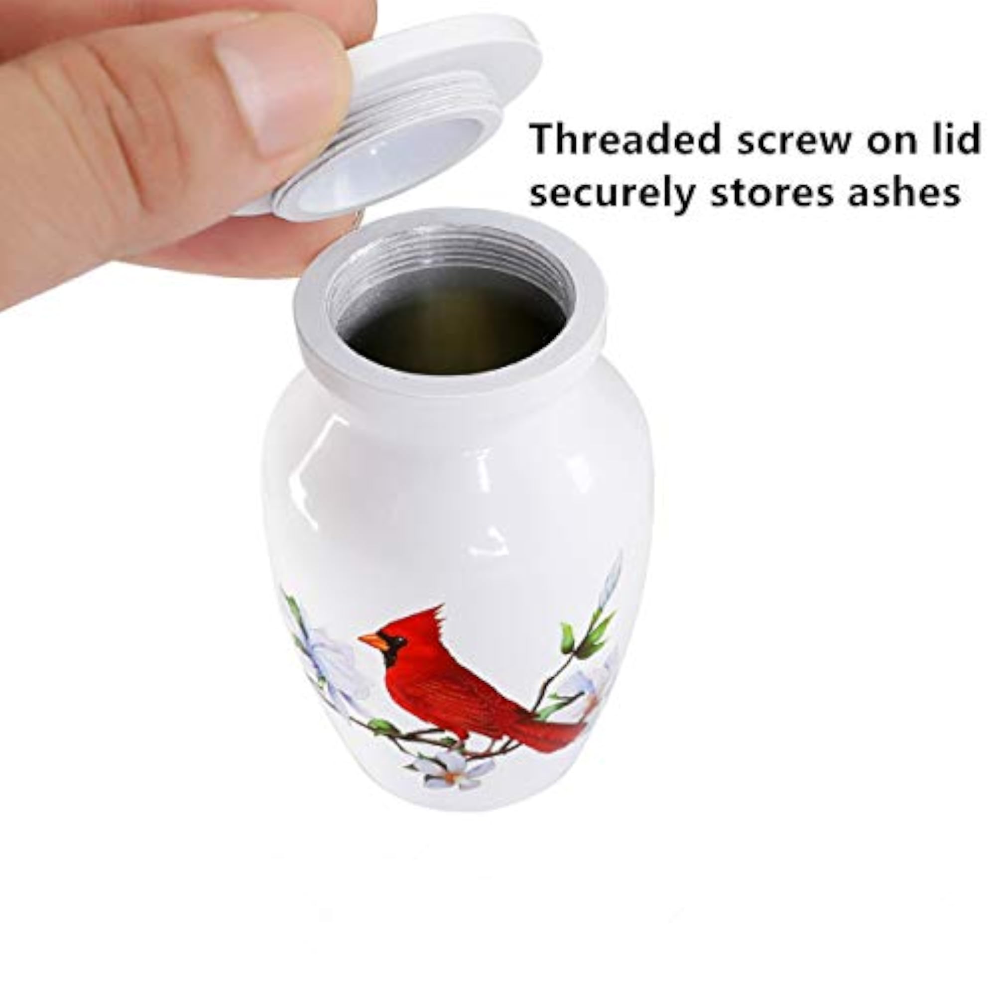 Small Cardinal Urn for Human or Pet Ashes, Mini Funeral Urn