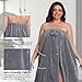 Emdelifo Plus Size Bath Towel Wrap for Women (XXL-XXXXL), Oversize Shower Wrap Dress Spa Bathrobe, Comfortable Adjustable Body Wrap + Hair Drying Towel + towel, Dry Quickly, 82.0x31.5'' (GREY)