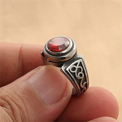 Image of PAMTIER Unisex Silver Vintage Round Gemstone Signet Biker Wedding Ring | Stainless Steel, Classic