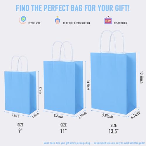 Image of BLEWINDZ 32Pcs 10.6 inch Medium Gift Bags with Tissues, Paper Party Favor Bags with Handles, Rainbow Goodie Bag for Birthday, Wedding, Party Supplies