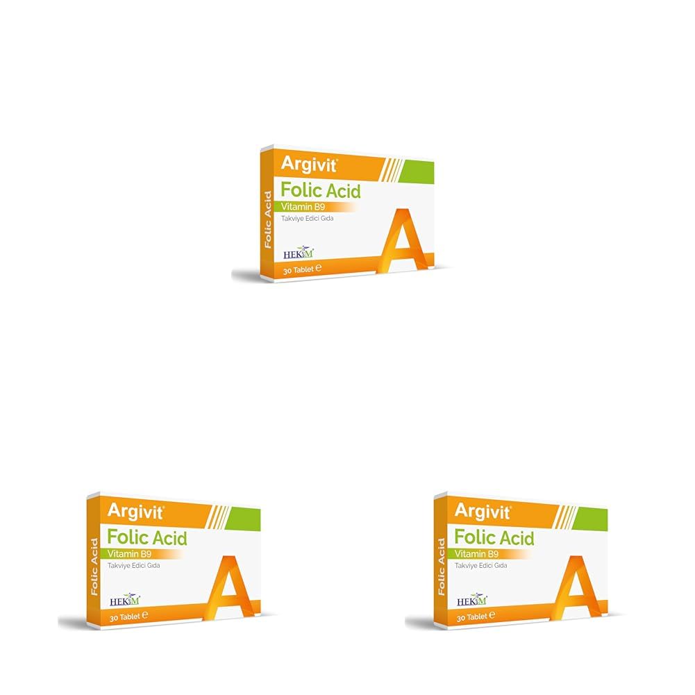Argivit Folik Asit Vitamin B9 İçeren Takviye Edici Gıda 30 Tablet (3 paketi)