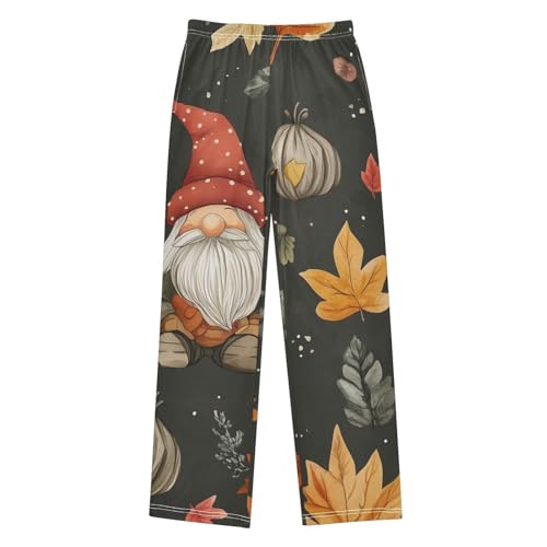 Gnome Maple Leaf Boys Long Pants Soft Trousers Elastic Waist Kids Lounge Bottoms with Pockets S-XL