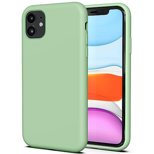 TAXXOE Silicone Case with iPhone 11 Case Soft Ultra Slim Protective Shockproof Liquid Silicone Phone Case,Anti-Scratch Microfiber Lining,6.1 inch-Mint Green