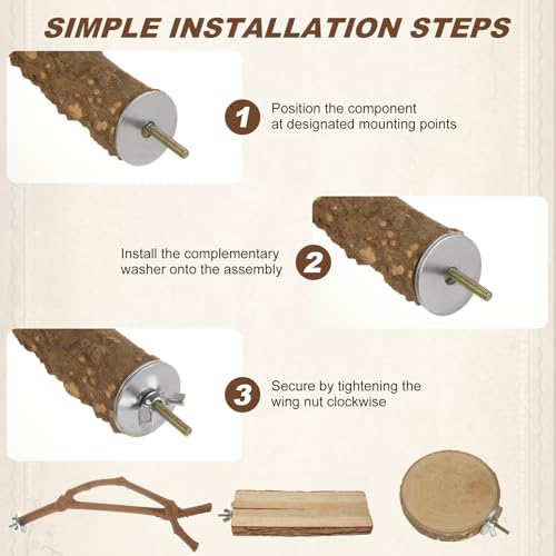 Image of 6PCS Bird Perch Natural Wood Grape Stick Bird Stand, 4 Grape Stick Paw Grinding Fork Parakeet Chewing Stick 2 Parrot Stand Branch