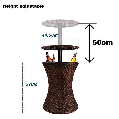 VOVOVO 3in1 AllWeather Cool Wicker Bar Table + Ice Bucket + Cocktail