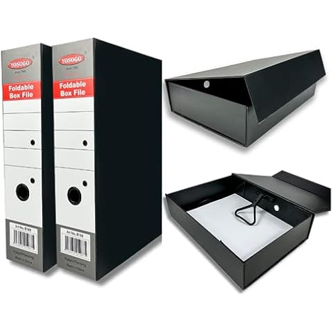 Yosogo Foldable Box File Binder Folder - Portable and Convenient Document Organizer with Magnetic Closure - Instantly Fold and Unfold To Save Space (Pack of 2) Cover
