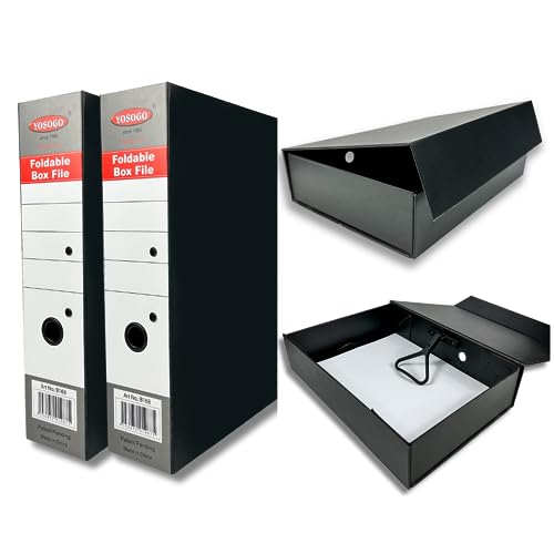 Yosogo Foldable Box File Binder Folder - Portable And Convenient Document Organizer With Magnetic Closure - Ideal For Home, Office, And Travel Use. Instantly Fold And Unfold To Save Space (Pack Of 2) #TOP30
