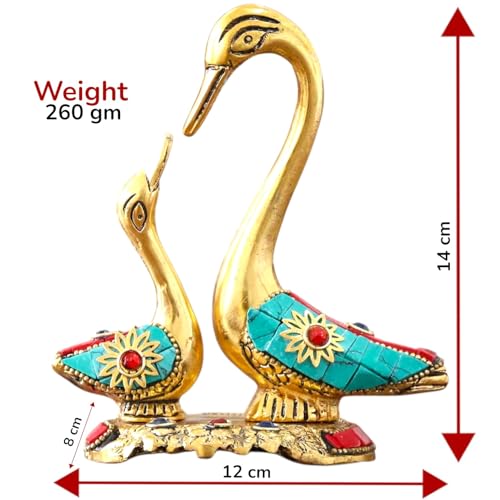 Image of KridayKraft Love Birds Swanset Pair of Kissing Duck Metal Statue,Love for Romantic Gift to Boyfriend,Girlfriend,Decor Your Home,Office,Showcase,Animal Showpiece Figurines. (Stone)