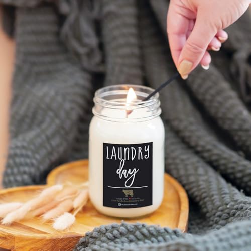 Image of Milkhouse Laundry Day Scented Soy Candle, 13 oz Mason Jar, 70+ Hr Burn