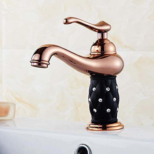 Robinet de lavabo eau chaude froide mitigeur anti-calcaire en laiton or robuste