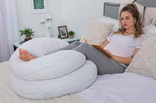 Image of Pharmedoc Pregnancy Pillows, C-Shape Full Body Pillow - Jersey Cover Light Grey - Pregnancy Pillows for Sleeping - Body Pillows for Adults, Maternity Pillow and Pregnancy Must Haves, New Mom Gifts