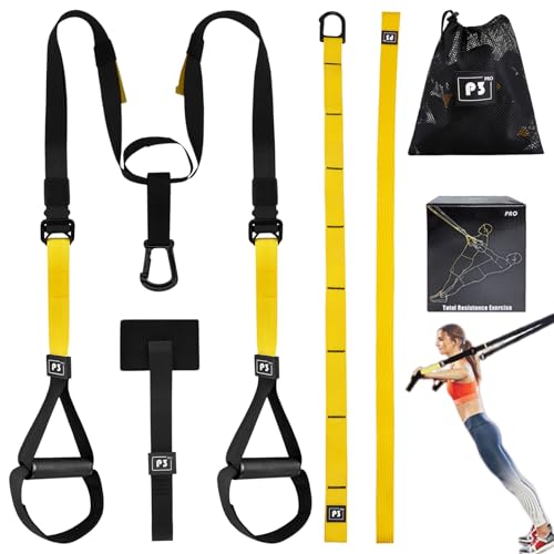 Juego de entrenamiento de eslingas para un entrenamiento de cuerpo entero, con anclaje para puerta, correas de entrenamiento ajustables, asas de transporte, suspensión para casa, gimnasio, interior