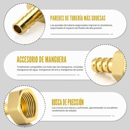 Miniatura 3 de Bwintech 12 Piezas De Accesorios De Espiga Para Manguera, 1 2 Bsp Hembra X 10 Mm Conector De Espiga Con 12 Abrazaderas