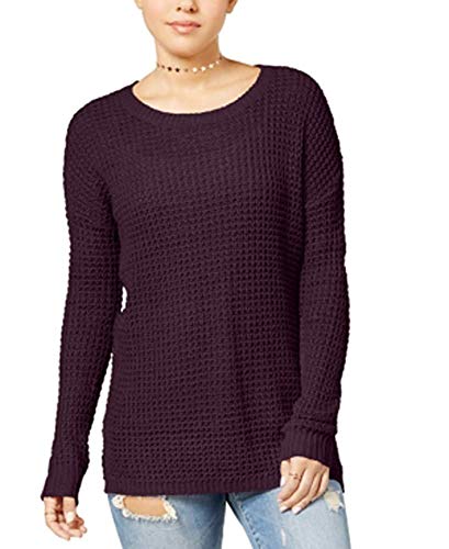Ultra Flirt Juniors' Waffle-Knit Sweater (Black Currant, S)