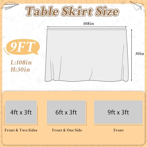Image of 9FT Black and White Checkered Table Skirt Teacher Desk Skirt for Classroom Rectangle Back to School Tablecloth for Race Car Birthday Party Decorations Kindergarten Office Dorm Bookcase Cabinet