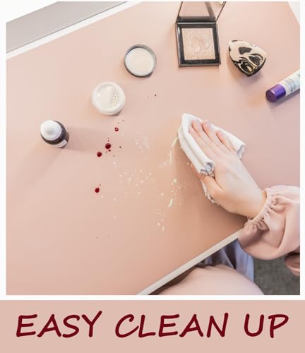 Makeup Mat for Vanity Top Protector, Cover Work Table Waterproof, Oilproof Dustproof Smooth and Soft, Pink 23.6