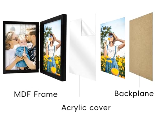 8x10 Picture Frames Double Black Photo Frame Folding Vertical Stand Display Side by Side