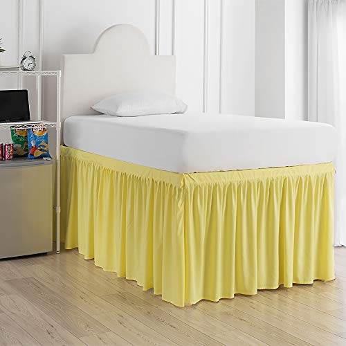 Dorm Sized Bed Skirt Panel with Ties (3 Panel Set) - Limelight Yellow