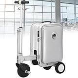 GmpTzitzith Maleta Inteligente De 20 Pulgadas, Maleta EléCtrica con Ruedas, BateríA De 93,6 WH, BateríA De Maleta Que Cumple con Los Requisitos De TamañO De Equipaje De Mano Grey